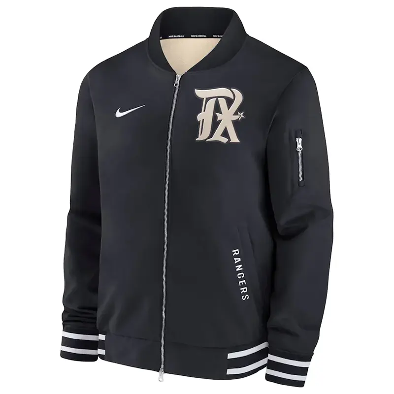 Nike Texas Rangers City Connect Black Bomber Jacket