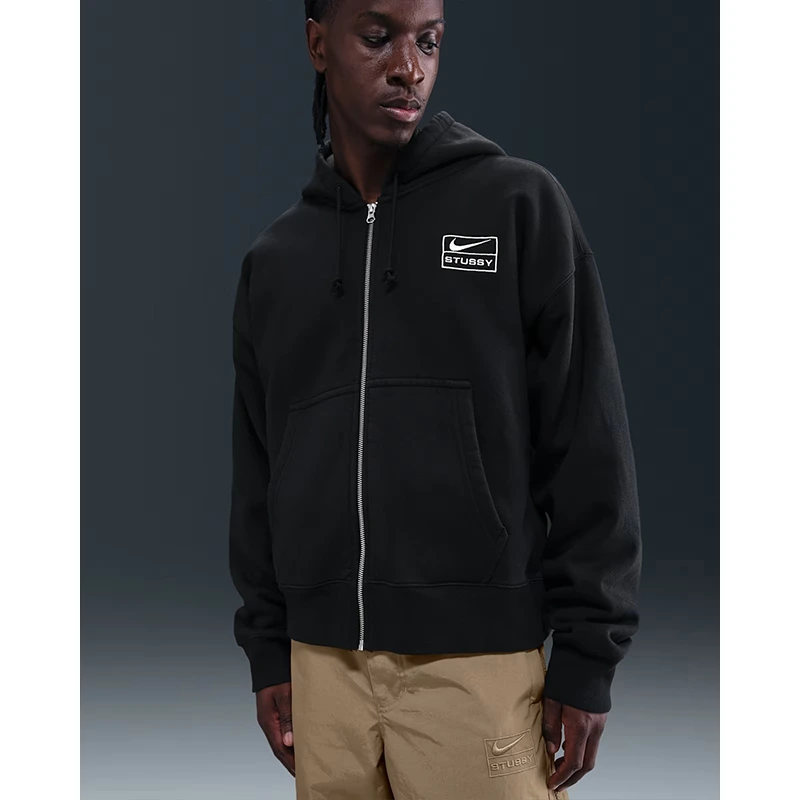 Nike x Stüssy Full-Zip Washed Fleece Hoodie - Image 3