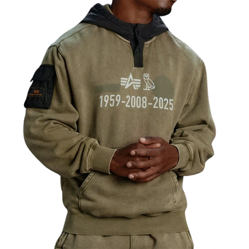 OVO Alpha Industries Garment Dyed Hoodie - Image 3