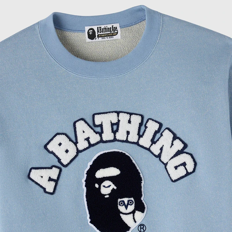 OVO x BAPE Denim Fleece College Crewneck - Image 2