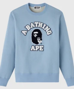 OVO x BAPE Denim Fleece College Crewneck