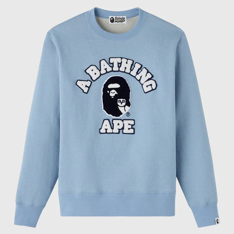 OVO x BAPE Denim Fleece College Crewneck