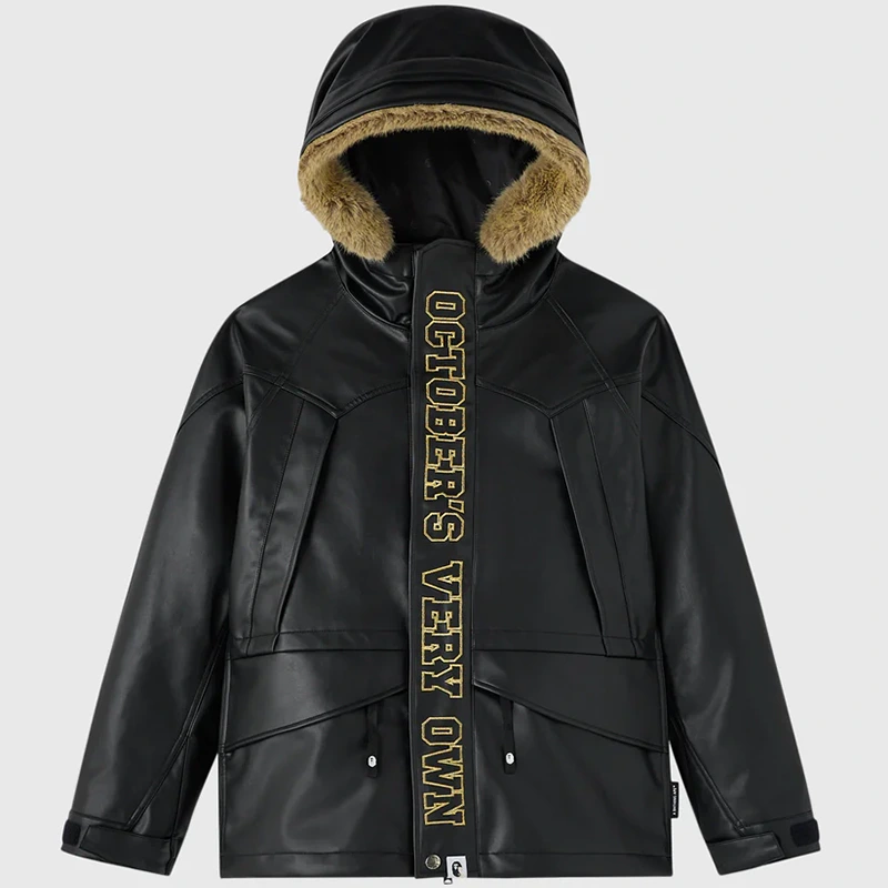 OVO x BAPE Faux Leather Snowboard Jacket