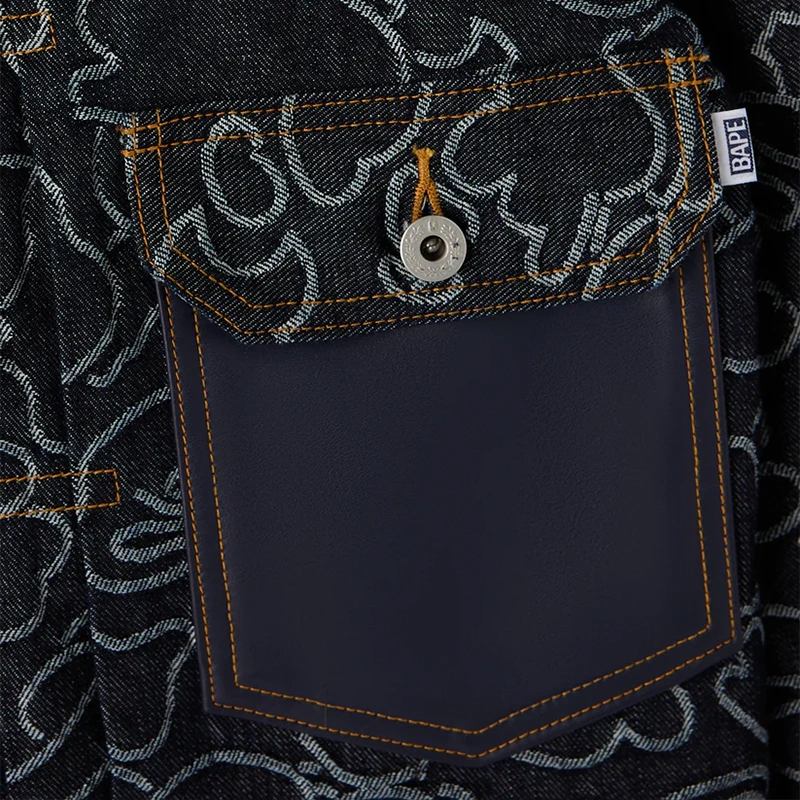 OVO x BAPE Neon 1st Camo Denim Jacket - Image 4