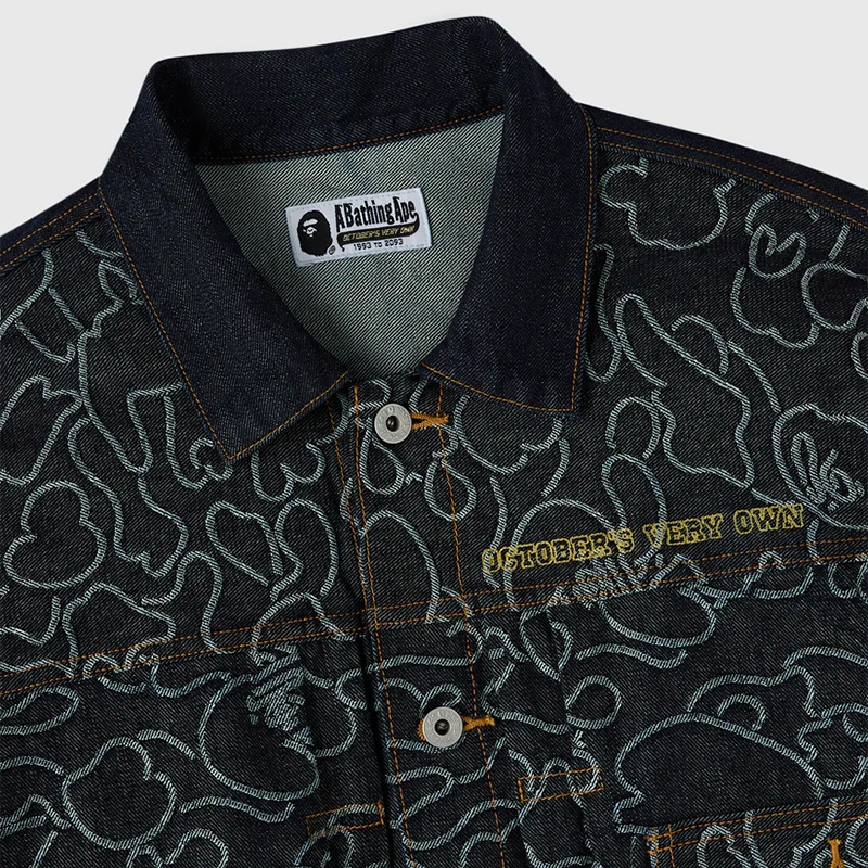 OVO x BAPE Neon 1st Camo Denim Jacket - Image 3