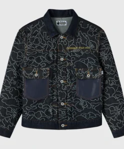 OVO x BAPE Neon 1st Camo Denim Jacket