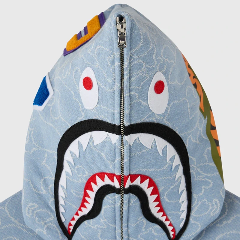 OVO x BAPE Neon 1st Camo Shark Full-Zip Hoodie - Image 11