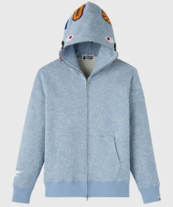 OVO x BAPE Neon 1st Camo Shark Full-Zip Hoodie