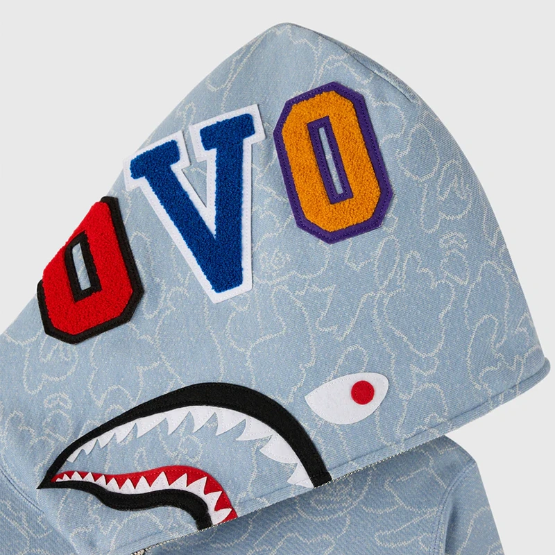 OVO x BAPE Neon 1st Camo Shark Full-Zip Hoodie - Image 9