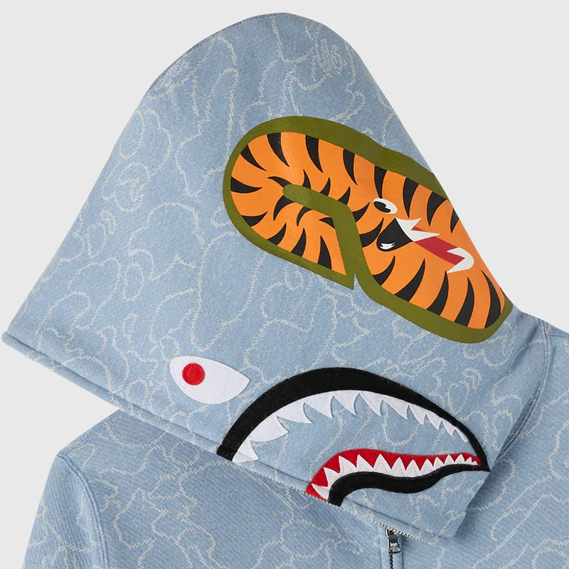 OVO x BAPE Neon 1st Camo Shark Full-Zip Hoodie - Image 8