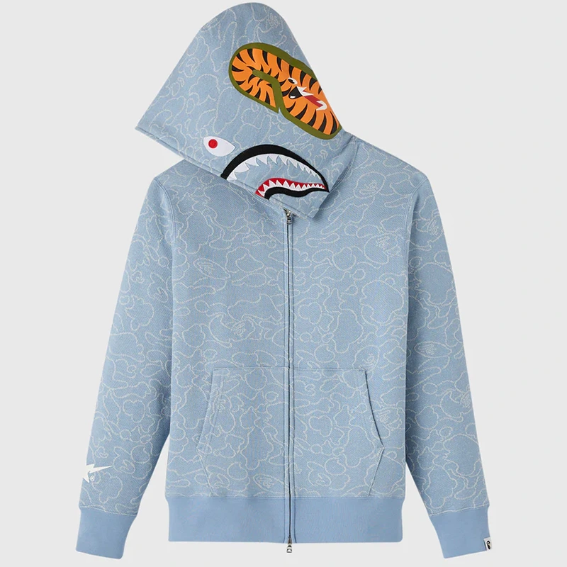 OVO x BAPE Neon 1st Camo Shark Full-Zip Hoodie - Image 4