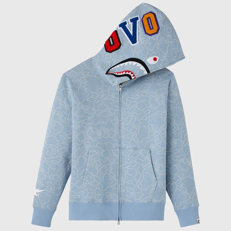 OVO x BAPE Neon 1st Camo Shark Full-Zip Hoodie - Image 3