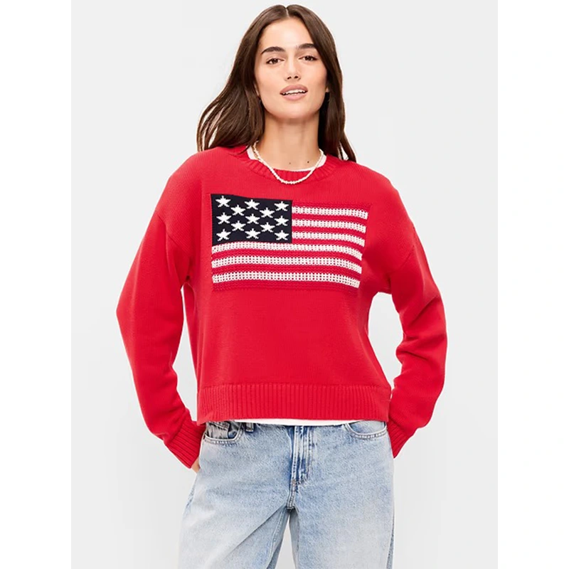 Old Navy Women's Seaside Cotton Long-Sleeve Flag Sweater - Image 3