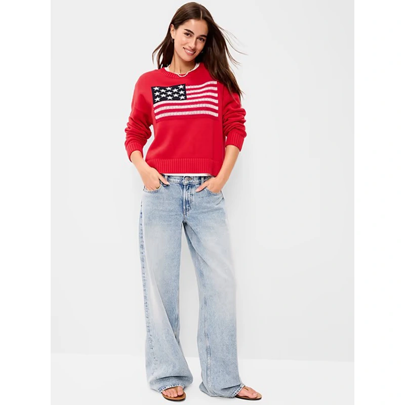Old Navy Women's Seaside Cotton Long-Sleeve Flag Sweater - Image 2
