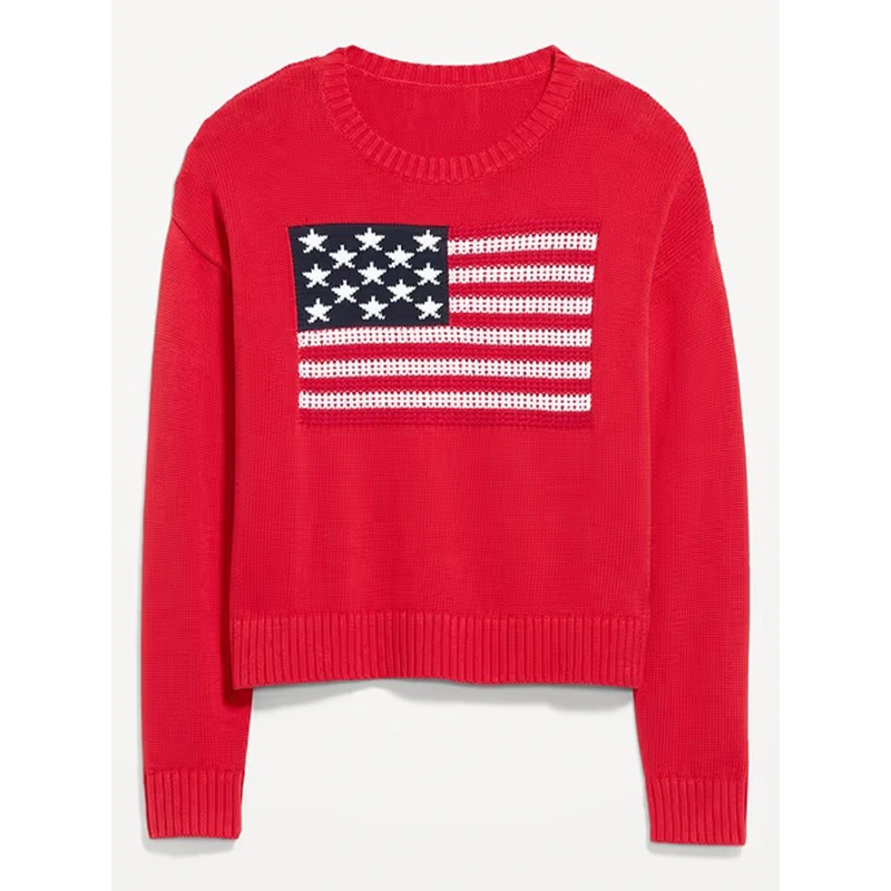 Old Navy Women's Seaside Cotton Long-Sleeve Flag Sweater