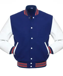 Royal Blue Wool White Leather Sleeves Varsity Jacket