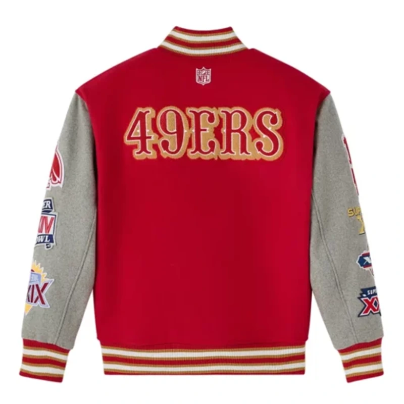 San Francisco 49ers OVO X NFL Wool Red Varsity Jacket - Image 2