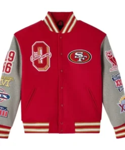 San Francisco 49ers OVO X NFL Wool Red Varsity Jacket
