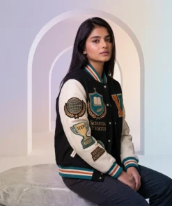 Women’s League Varsity Champions Embroidered Leather Jacket