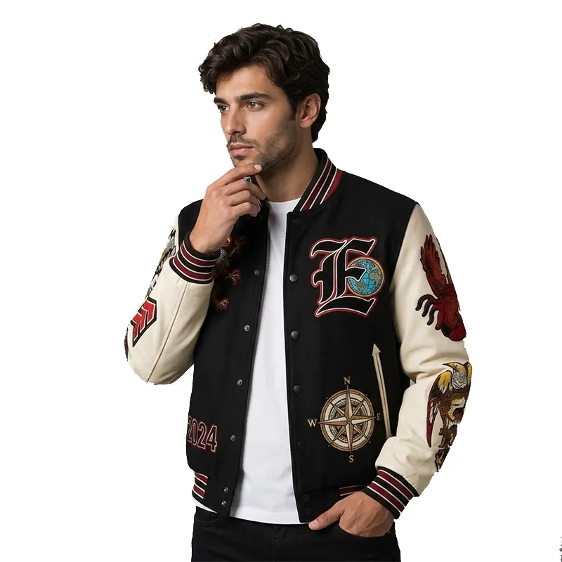 Eagle Crest 2024 Embroidered Leather Varsity Jacket - Image 6