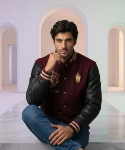 Milano Heritage Burgundy Leather Sleeve Varsity Jacket