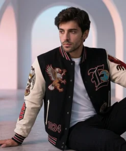 Eagle Crest 2024 Embroidered Leather Varsity Jacket