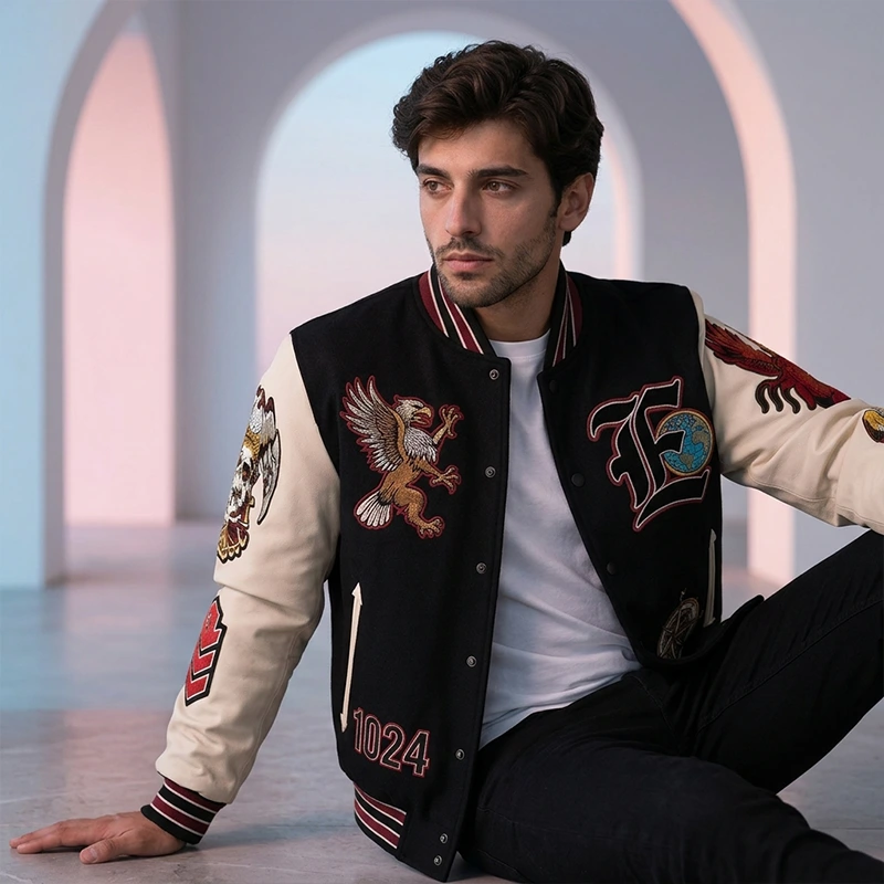 Eagle Crest 2024 Embroidered Leather Varsity Jacket