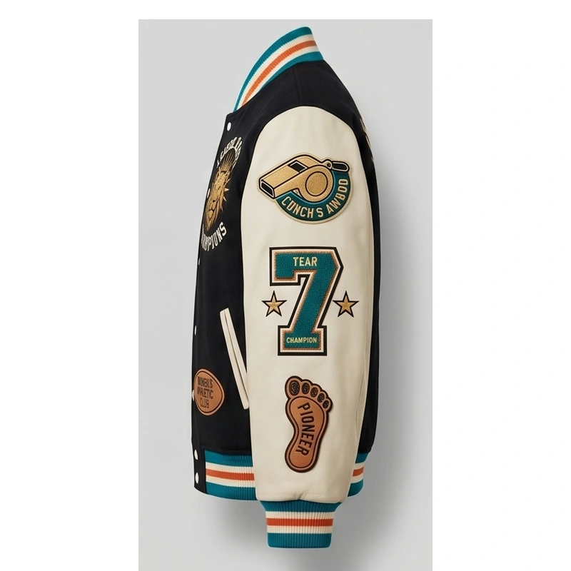 Women’s League Varsity Champions Embroidered Leather Jacket - Image 4