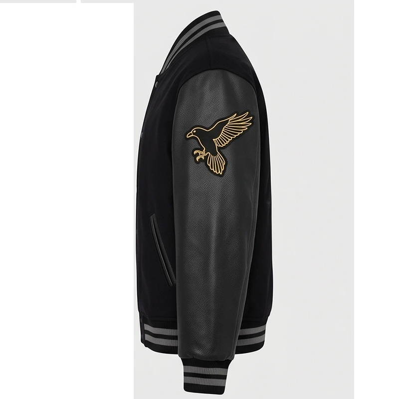 Women’s Nocturnal Collective Purple Leather Varsity Jacket - Image 5