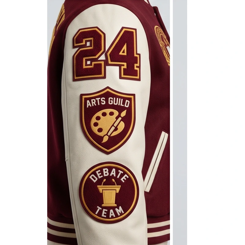 Women’s Vistoria University Burgundy Leather Varsity Jacket - Image 5