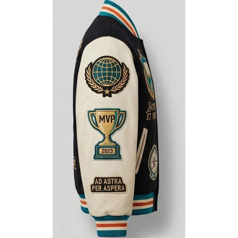 Women’s League Varsity Champions Embroidered Leather Jacket - Image 5
