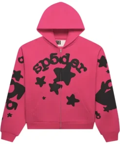 Sp5der Beluga Pink Zip Up Hoodie
