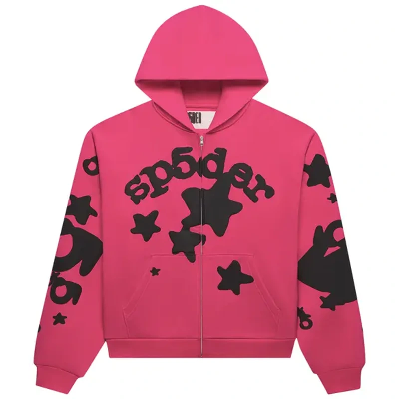 Sp5der Beluga Pink Zip Up Hoodie