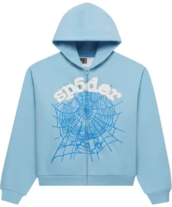 Sp5der OG Web Sky Blue Zip Up Hoodie