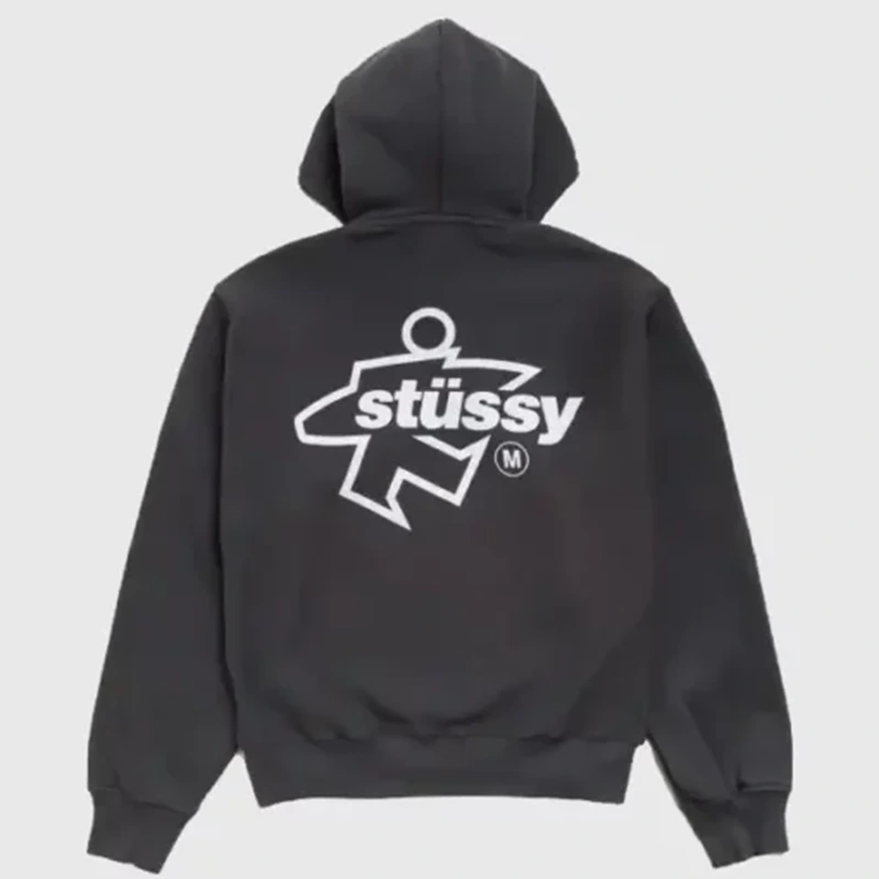 Stussy Surf Size Zip Black Hoodie - Image 2