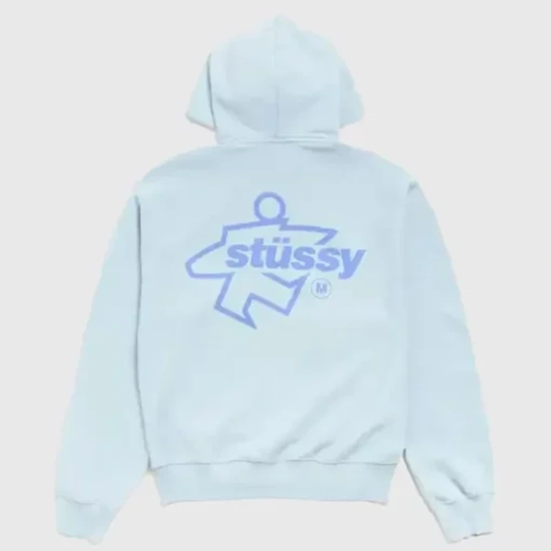 Stussy Surf Size Zip Blue Hoodie - Image 2