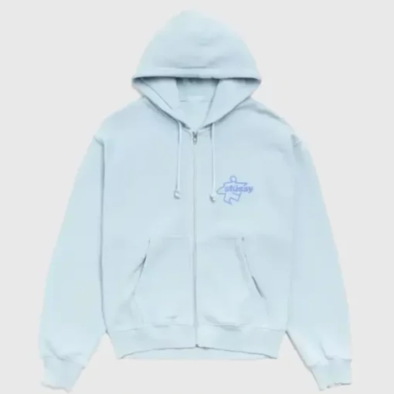Stussy Surf Size Zip Blue Hoodie