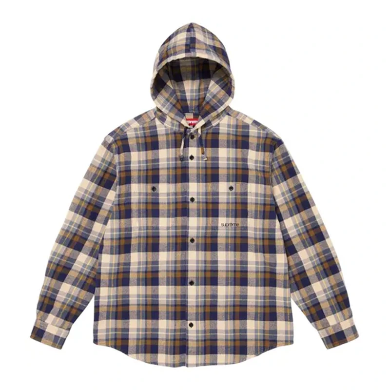 Supreme Hooded Flannel Brown Shirt