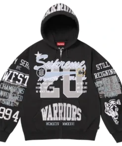 Supreme Warriors Appliqué Zip Up Hooded Sweatshirt