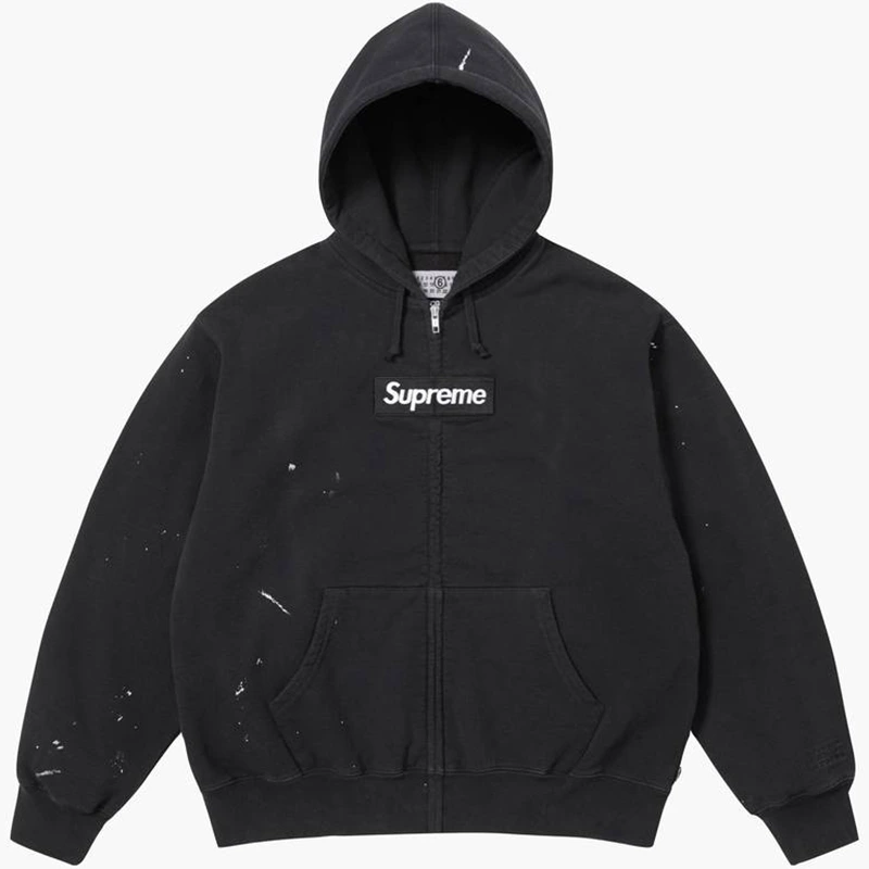 Supreme x MM6 Maison Margiela Box Logo Zip Up Hooded Sweatshirt