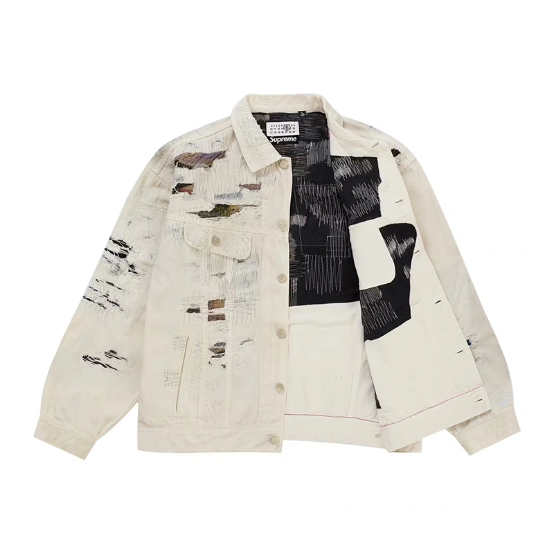 Supreme x MM6 Maison Margiela Distressed Selvedge Denim Trucker Jacket - Image 2