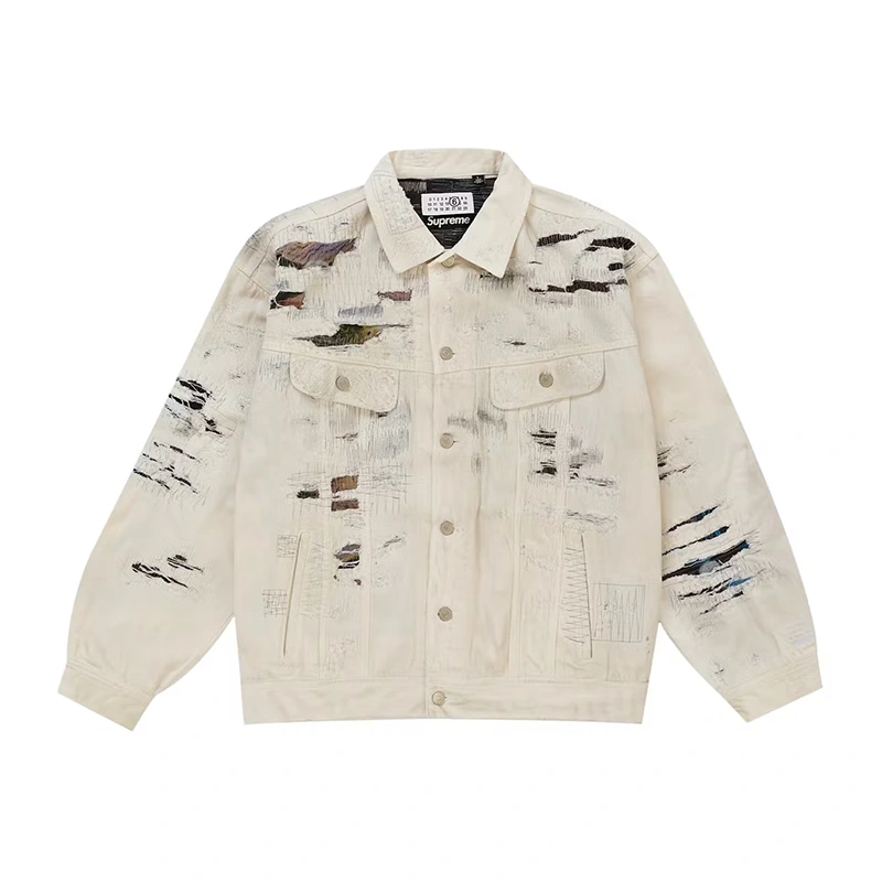 Supreme x MM6 Maison Margiela Distressed Selvedge Denim Trucker Jacket