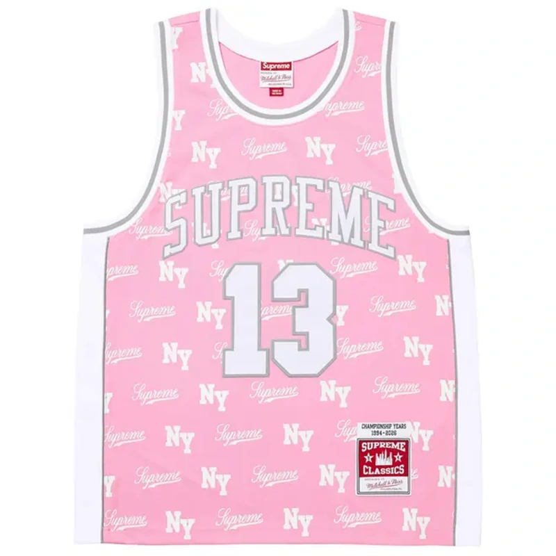 Supreme x Mitchell & Ness Monogram Pink Jersey