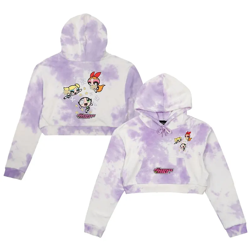 The Powerpuff Girls DUMBGOOD Womens Butterfly Cropped Pullover Hoodie