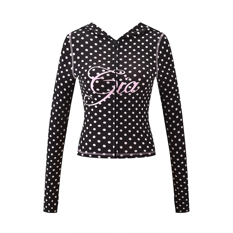 Tiger Mist Blare Hoodie Black Polka Dot Women's