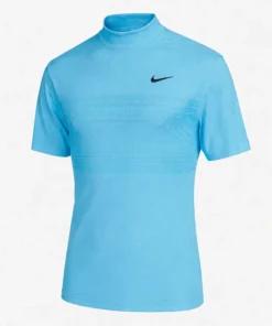 Tiger Woods Mock Neck Golf Blue T-Shirt