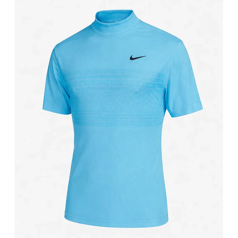 Tiger Woods Mock Neck Golf Blue T-Shirt