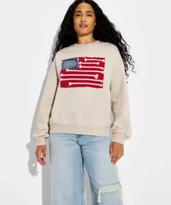 Women 39s Flag Graphic Pullover Sweatshirt