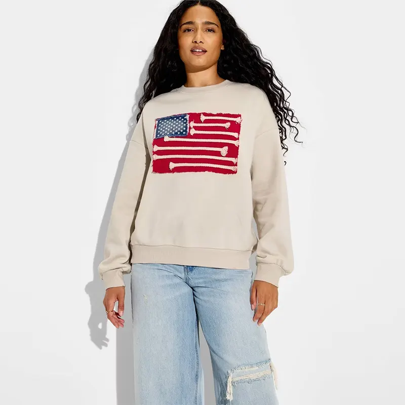 Women 39s Flag Graphic Pullover Sweatshirt