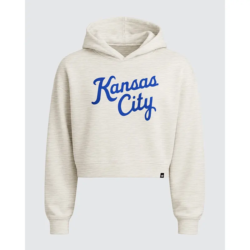 Womens KC Script Ash Heritage Crop Hoodie
